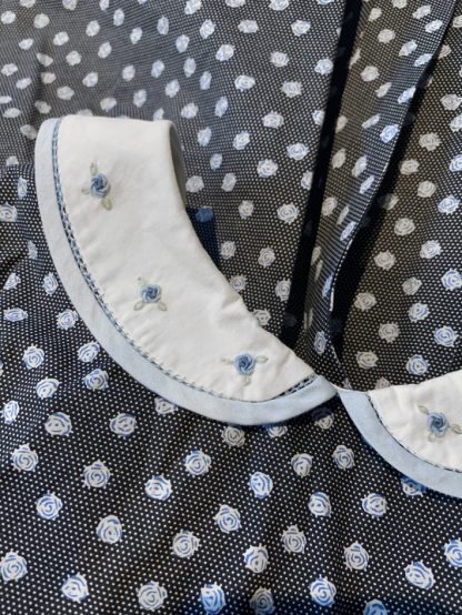Navy Rose print Rachel Riley Dress with Peter Pan Collar - Image 2