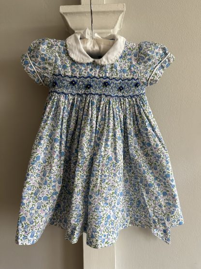 Smocked cotton summer dress with sash (age 1)