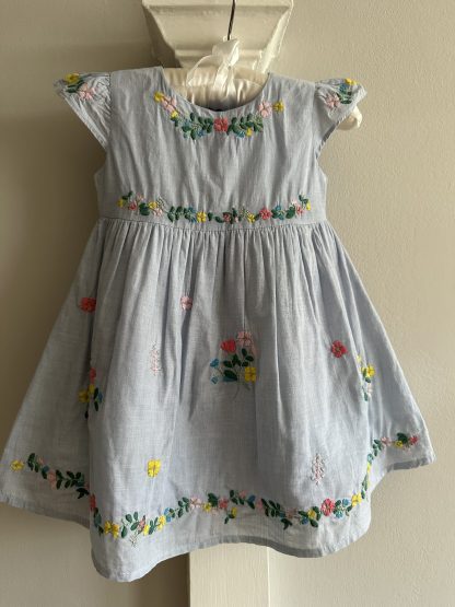 Chambray embroidered cotton summer dress Marks & Spencer (6-9 months) NWT