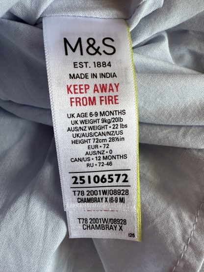 Chambray embroidered cotton summer dress Marks & Spencer (6-9 months) NWT - Image 2