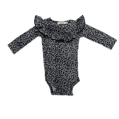 Mar Mar Copenhagen Leopard Onesie with Ruffled Collar 2M