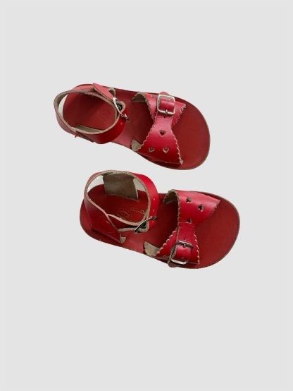 Red Sweetheart Kids Saltwater Sandals Preloved discounted saltwater sandals. discounted designer shoes