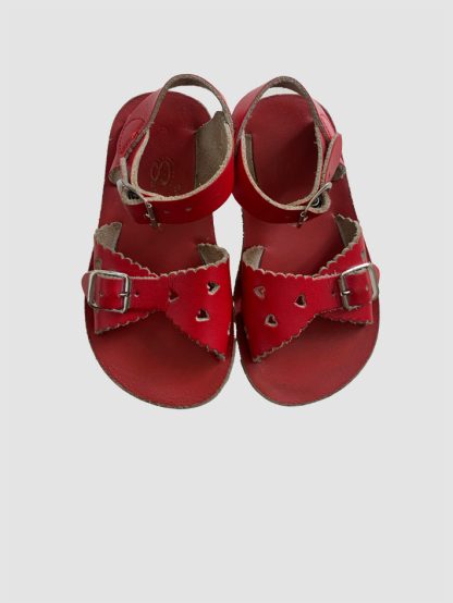 Red Sweetheart Kids Saltwater Sandals Preloved discounted saltwater sandals. discounted designer shoes