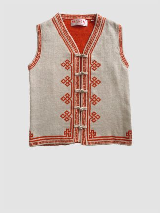 Kids vintage clothing. Mongolian knitted waistcoat for kids. 70s Fashion style. Buy used kids clothes online secondhand Kids designer clothes