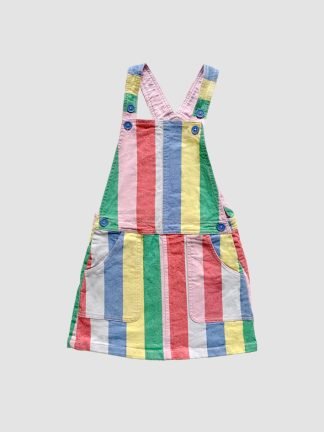 Mini Boden Rainbow Stripe Denim Pinafore