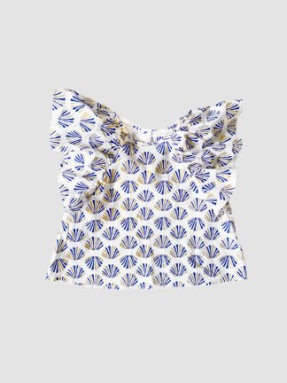 Mango Scallop Print Ruffle Top