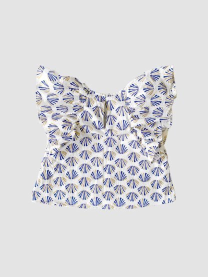 Mango Scallop Print Ruffle Top - Image 4